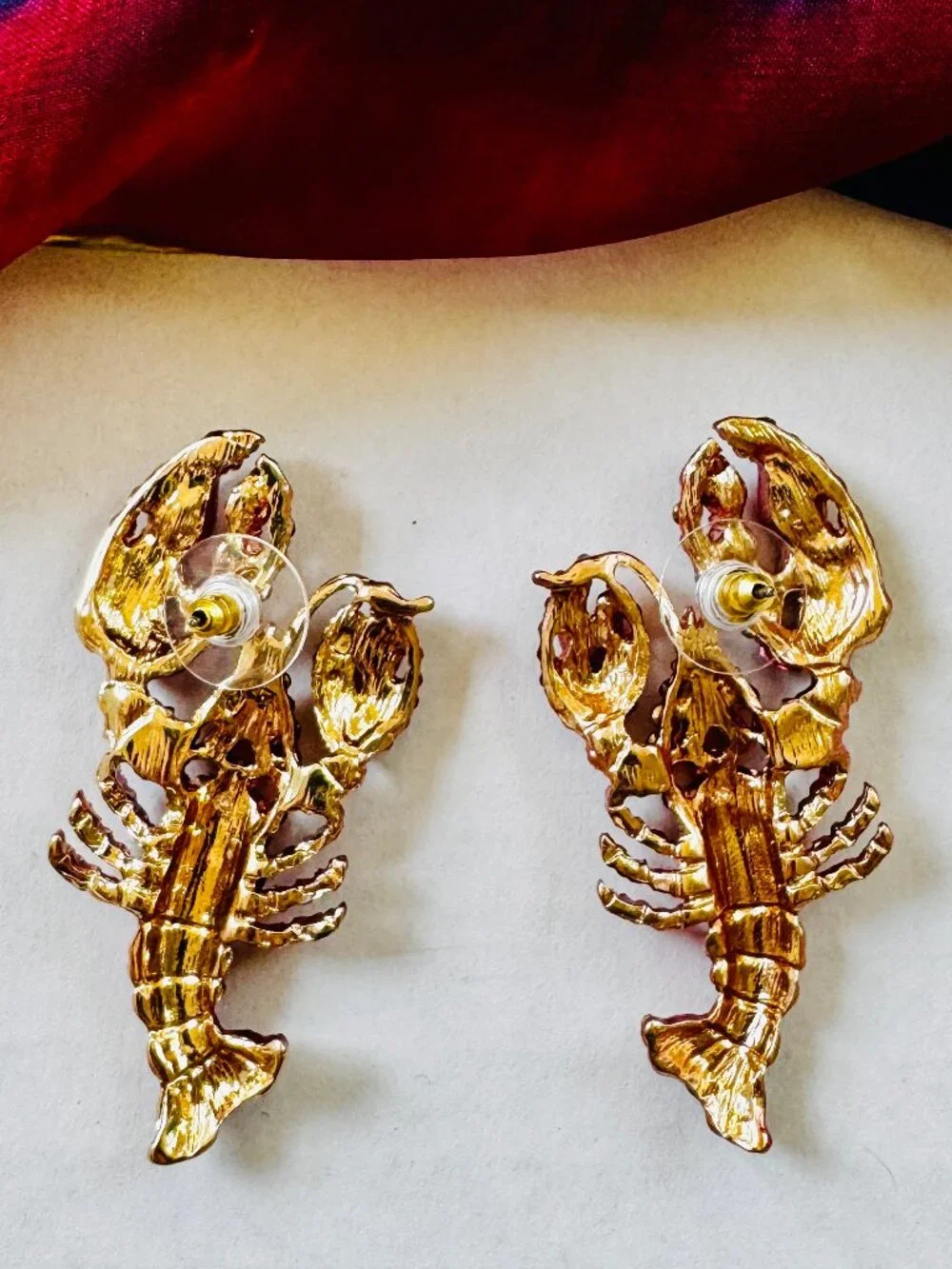 Simply Vera Vera Wang Lobster Earrings - Red Rhinestones - Fun and Sparkly! NEW